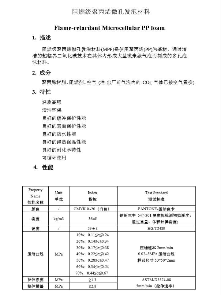 聚丙烯微孔发泡材料