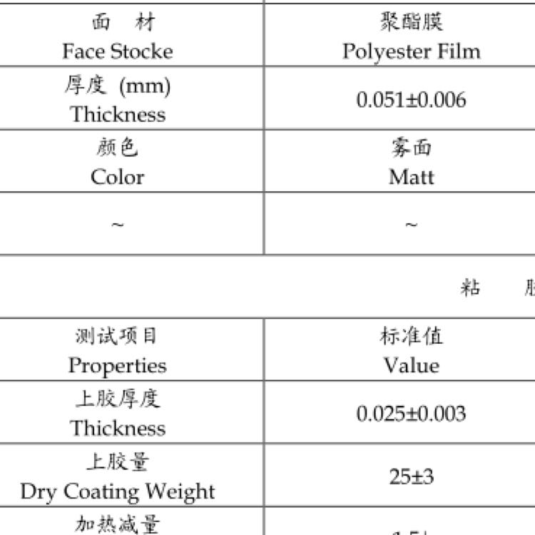 50番表面处理雾面 商标膜