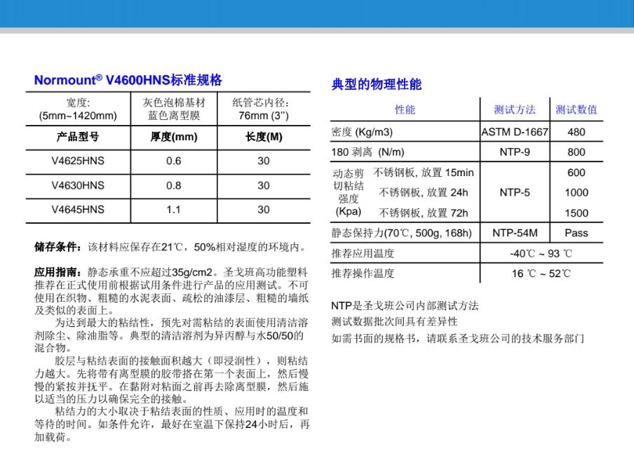 替代  V4630HNS（圣戈班Pu泡棉双面胶）